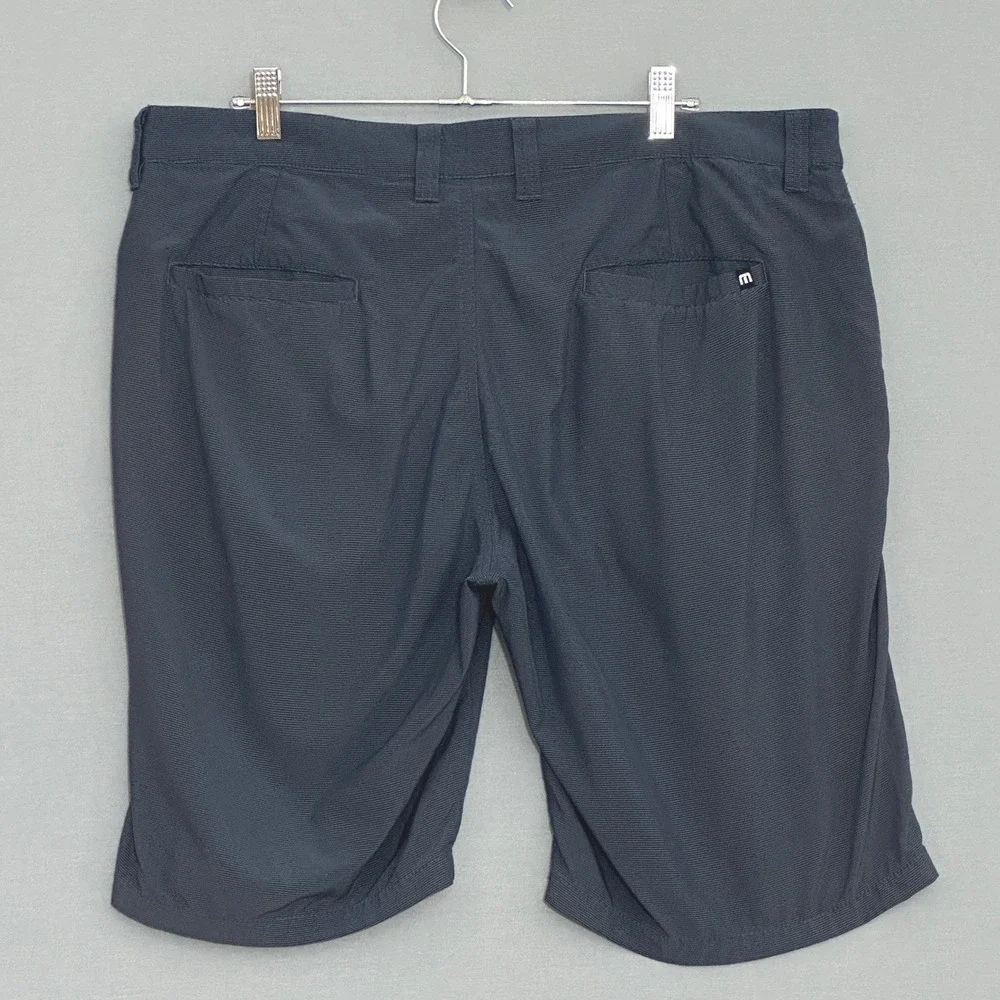 TravisMathew Mens Navy Blue Micro Stripe Hybrid Golf Shorts Size 36 Stretch